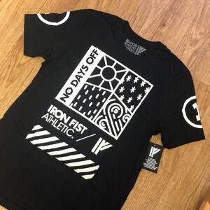 Iron Fist Athletic Black and White No Days Off Short Sleeve Shirt Size Large